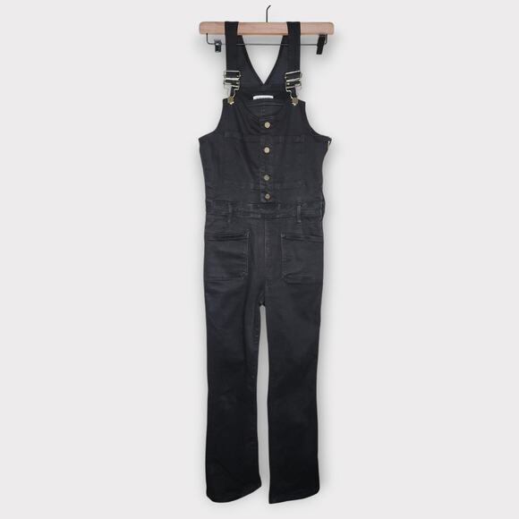 FRAME Womens Denim Overalls Jumpsuit Sm Black Straight Leg Utility - Picture 2 of 8